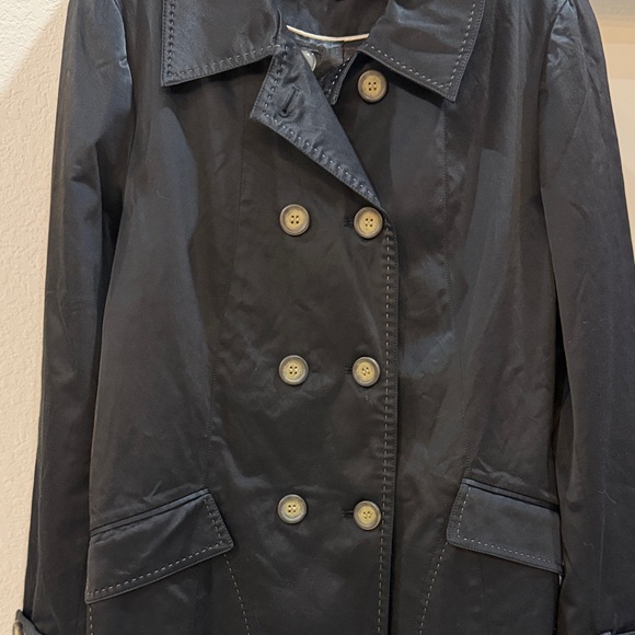 Cynthia Rowley Black Trench Coat with Button Accents - Picture 5 of 6